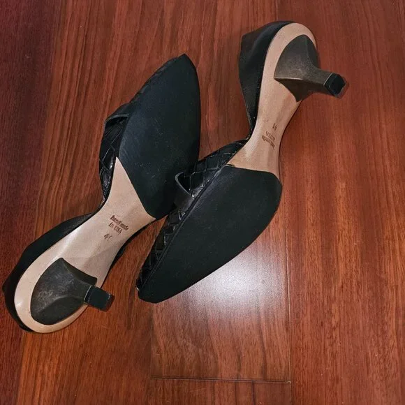 CYDWOQ Vintage Handmade Leather Kitten Heel Pumps – Brown Metallic | US 10/EU 41 - Picture 8 of 12